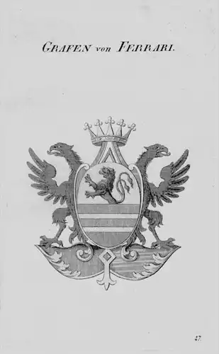 Ferrari Wappen Adel coat of arms heraldry Heraldik crest Kupferstich