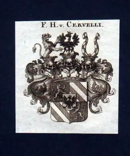 Freiherren v. Cervelli Kupferstich Wappen