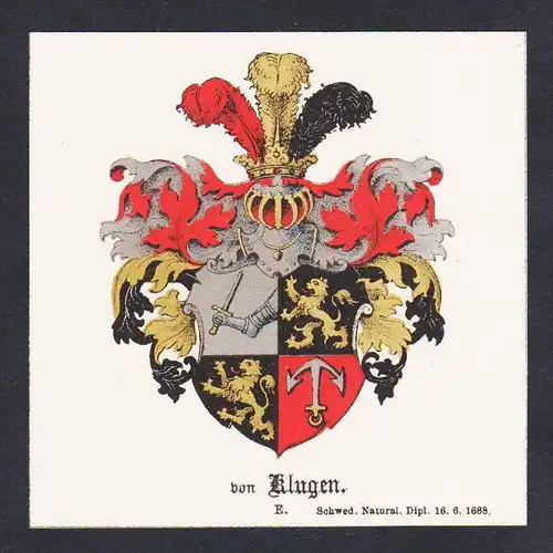 . von Klugen Wappen Heraldik coat of arms heraldry Litho