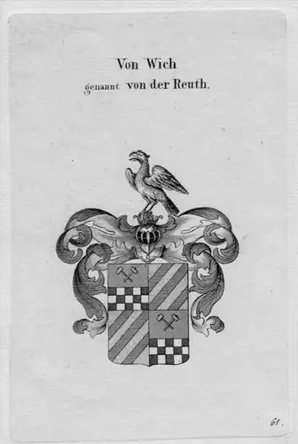 Wich Reuth Wappen Adel coat of arms heraldry Heraldik Kupferstich
