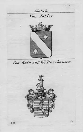 Iohler Kalb Wappen Adel coat of arms heraldry Heraldik crest Kupferstich