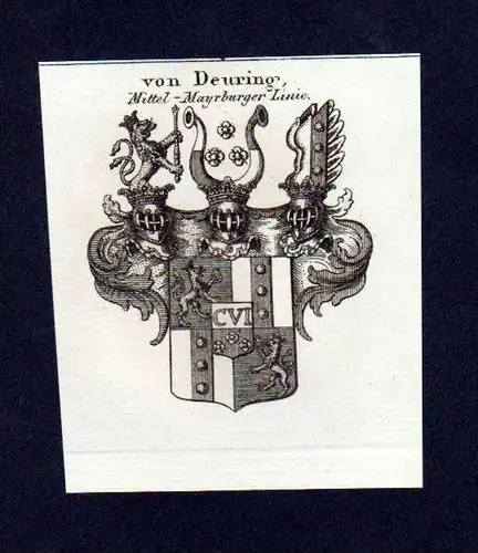 Freiherren von Deuring Kupferstich Wappen Heraldik coat of arms