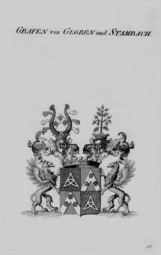 Globen Stambach Wappen Adel coat of arms heraldry Heraldik Kupferstich