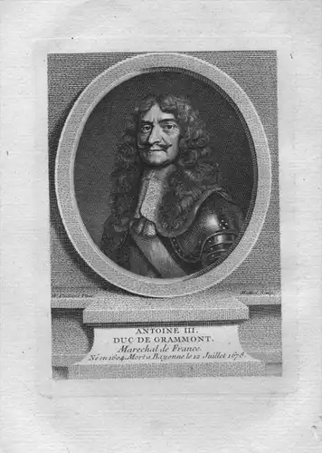 Antoine III de Gramont (1604-1678) Militär Diplomat Frankreich Kuperstich Portrait