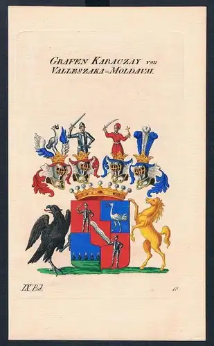 Grafen Karaczay Valleszaka Moldavai Wappen Kupferstich Genealogie Heraldik