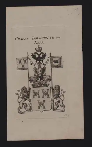 Grafen Boischotte Erps Wappen coat of arms Genealogie Heraldik Kupferstich