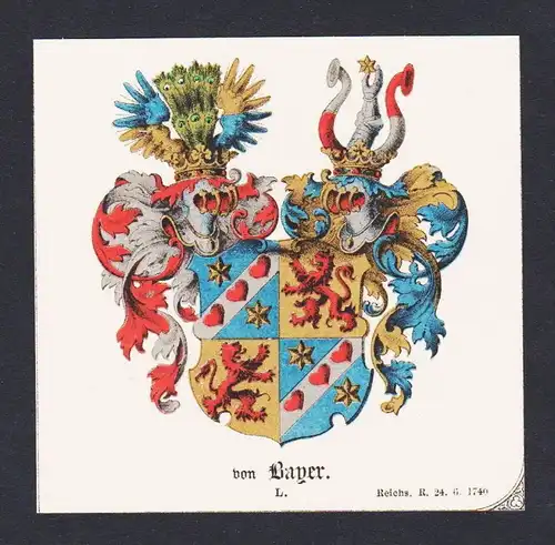 . von Bayer Wappen Heraldik coat of arms heraldry Litho