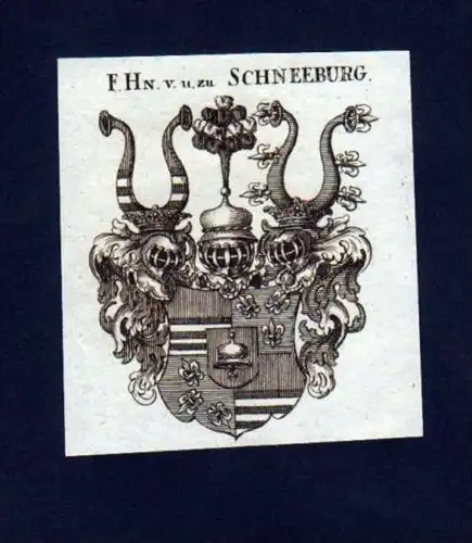 Freiherren v. Schneeburg Kupferstich Wappen