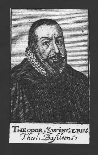 Theodor Zwinger der Jüngere Theologe Basel Schweiz Kupferstich Portrait
