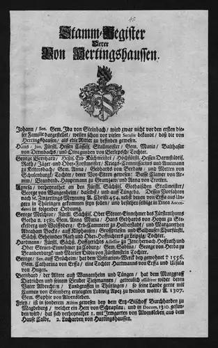 Hertingshaussen Stammbaum Ahnentafel family tree Wappen coat of arms