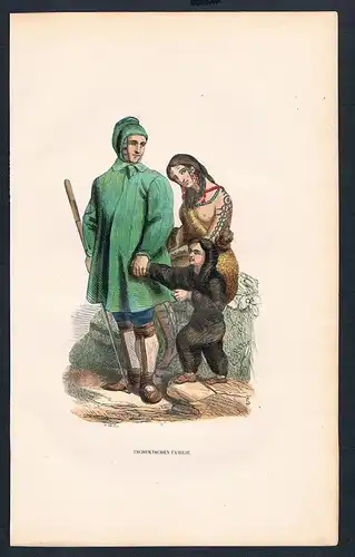 Tschuktschen family Russia Tracht Trachten costumes Graphik handkoloriert