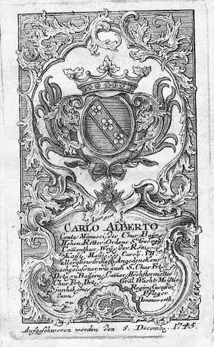 Karl Albert Graf v. Minucci Wappen Kupferstich