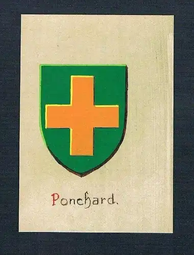 19. / 20. Jh. - Ponchard Blason Aquarelle Heraldik coat of arms heraldique