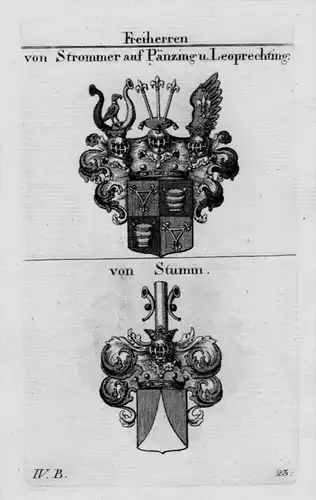 Strommer Stumm Wappen Adel coat of arms heraldry Heraldik crest Kupferstich