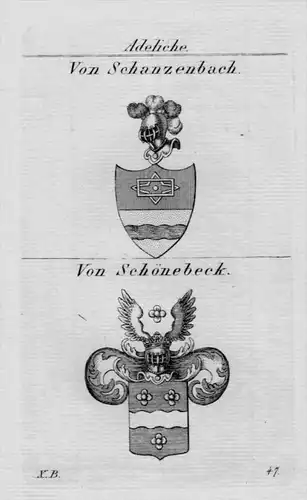 Schanzenbach Schönebeck Wappen Adel coat of arms Heraldik Kupferstich