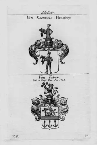 Esenwein Virnsberg Faber Wappen Adel coat of arms heraldry Kupferstich