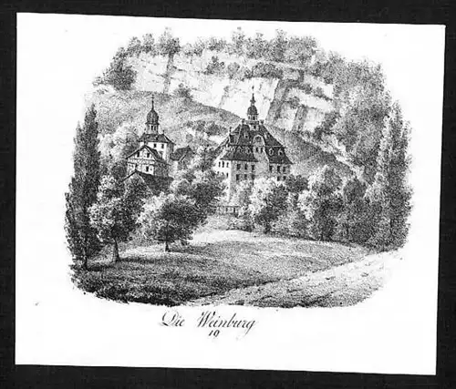 Weinburg Marienburg Rheineck Lithographie Pecht