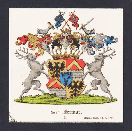 . von Fermor Wappen Heraldik coat of arms heraldry Litho