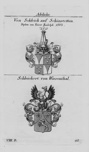 Schleich Schönstetten Schleichert Wappen coat of arms heraldry Kupferstich