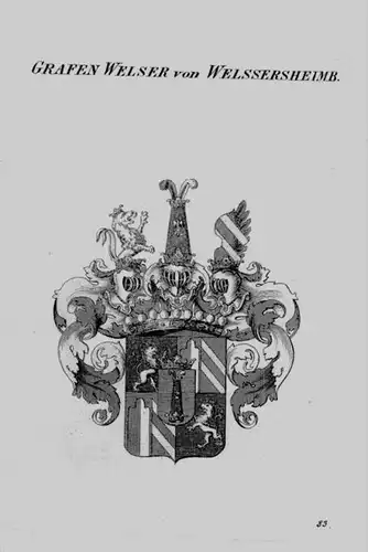 Welser Welssersheimb Wappen Adel coat of arms heraldry Heraldik Kupferstich