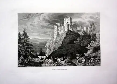 Frauenstein Burg Ruine Schloss Erzgebirge Sachsen engraving