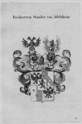 Adelsheim Wappen Adel coat of arms heraldry Heraldik crest  Kupferstich