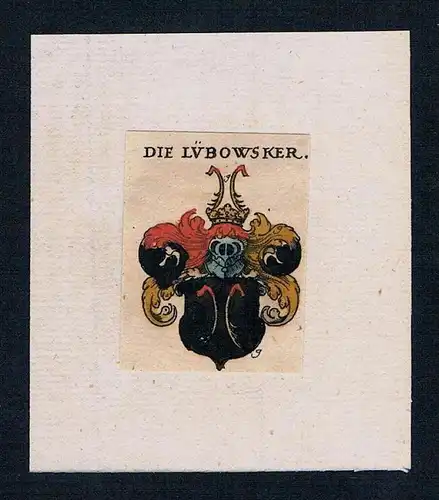 . die Lübowsker Wappen coat of arms heraldry Heraldik Kupferstich