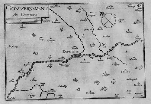 Dormans Marne Champagne-Ardenne map carte gravure Kupferstich Tassin