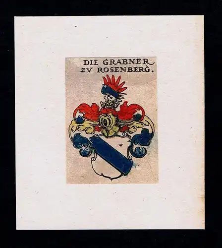 Grabner zu Rosenberg  Wappen coat of arms heraldry Heraldik Kupferstich