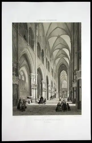 Interieur de la Cathedrale de Dol - Ille et Vilaine Bretagne Frankreich France Lithographie