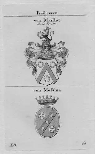 Maillot Messina Wappen Adel coat of arms heraldry Heraldik Kupferstich