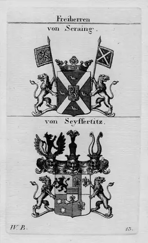 Seraing Seyffertitz Wappen Adel coat of arms Heraldik crest Kupferstich