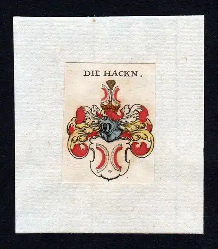 h. Hacken Hackn Haken Wappen coat of arms heraldry Heraldik Kupferstich
