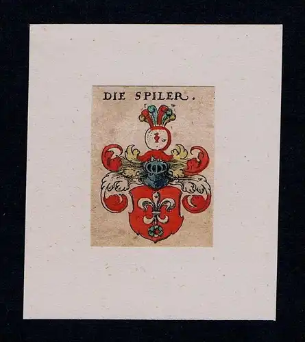 . Spiler Spil Spiel Wappen coat of arms heraldry Heraldik Kupferstich