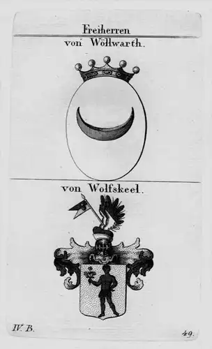 Wöllwarth Wolfskeel Wappen Adel coat of arms Heraldik crest Kupferstich