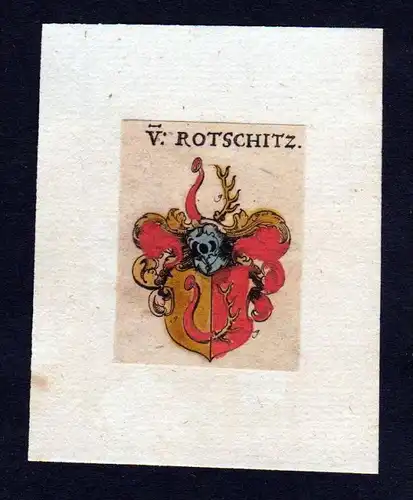 h. von Rotschitz Wappen coat of arms heralrdy Heraldik Kupferstich