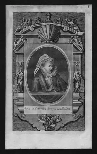 Anna von Österreich Herzogin Bayern engraving Kupferstich Portrait