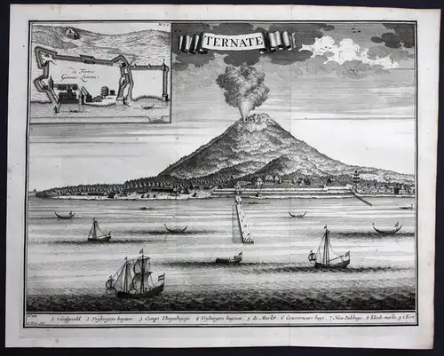 Ternate Panorama view Indonesia Maluku islands Moluccas map Valentijn Asia