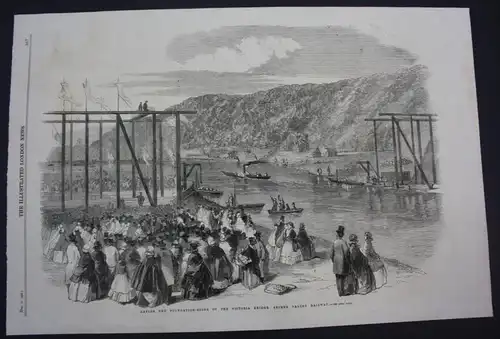Laying the foundation stone of the Victoria Bridge Seven Valley Railway - Worcestershire Eisenbahn Grundsteinl