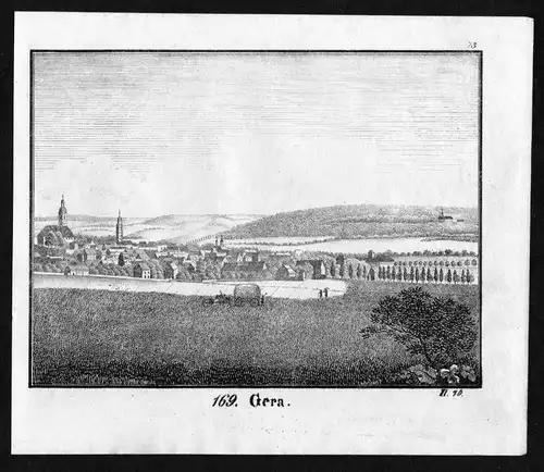 Gera Thüringen Ansicht view Deutschland Lithographie