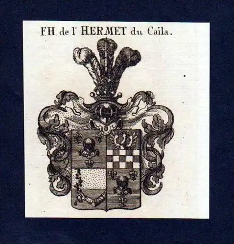 Freiherren de l'Hermet du Caila Kupferstich Wappen