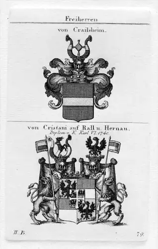 von Crailsheim Cristani Rall Hernau Wappen heraldry Heraldik Kupferstich