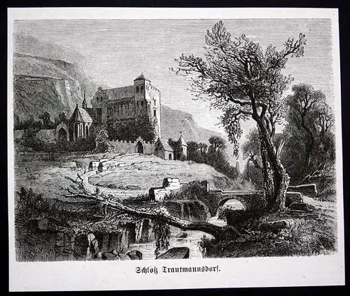 Schloß Tratmannsdorf - Schloss Trauttmansdorff Meran Italien Ansicht Holzstich