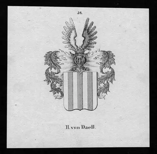 von Daell Wappen Adel coat of arms heraldry Heraldik Lithographie