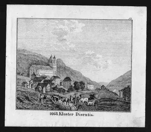 Kloster Disentis Kanton Graubünden Lithographie Lithograph