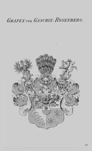 Gaschin Rosenberg Wappen Adel coat of arms heraldry Heraldik Kupferstich