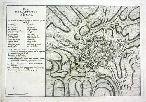 Plan de l attaque d Egra en April 1742 - Eger Cheb Czech Plan map Karte Le Rouge