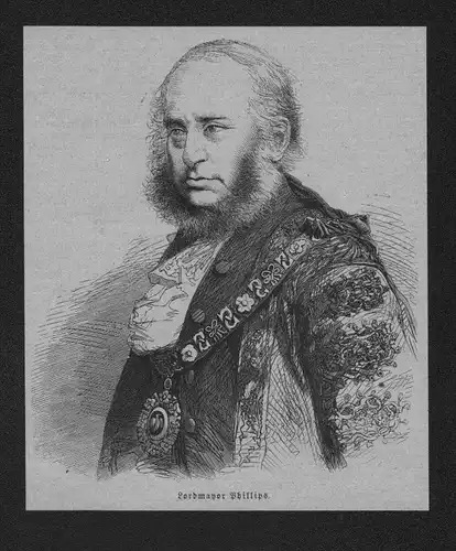 Portrait Benjamin Samuel Philipps Lordmayor London Holzstich wood engraving
