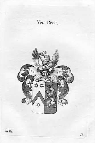 Reck Adel Wappen coat of arms heraldry Heraldik Kupferstich