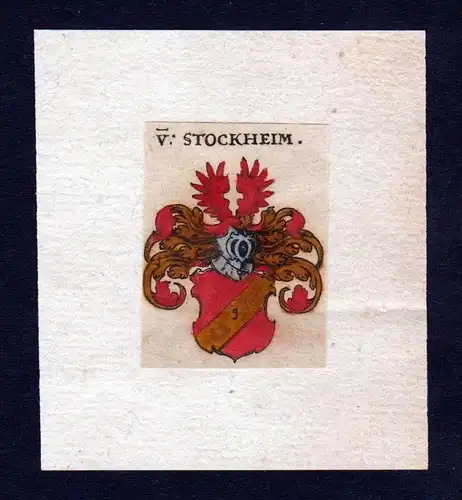 h. Stockheim Wappen coat of arms heraldry Heraldik Kupferstich